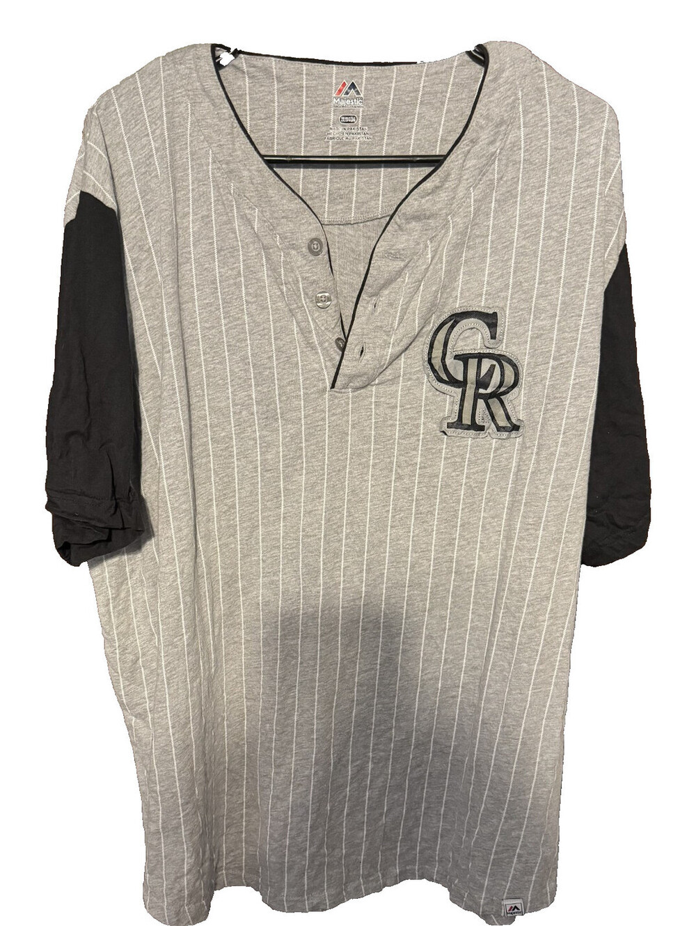 Colorado Rockies Majestic Henley Jersey Men's Sz 2XL Gray